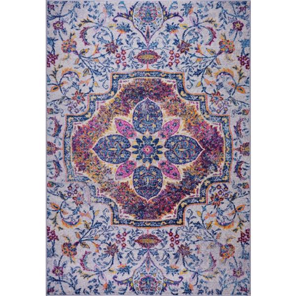 La Dole Rugs® Maya Traditional Rectangular Area Rug - 5-ft x 8-ft - Blue/Pink