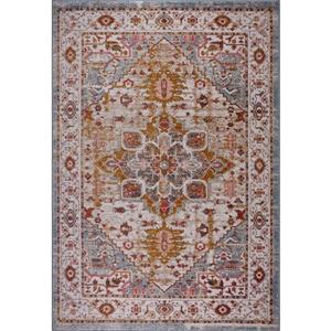 Tapis traditionnel «Gracie», 7 pi x 10 pi, sarcelle/beige