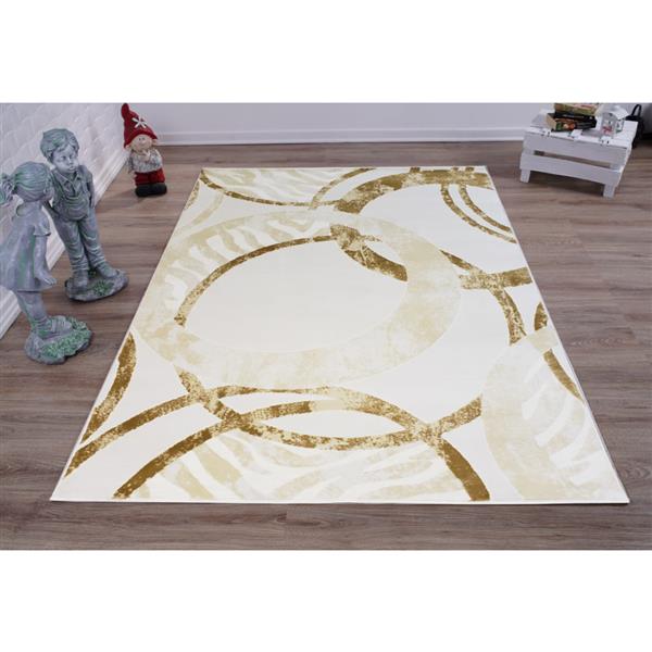 Tapis géométrique rectangulaire, 5 pi x 8 pi, beige/crème