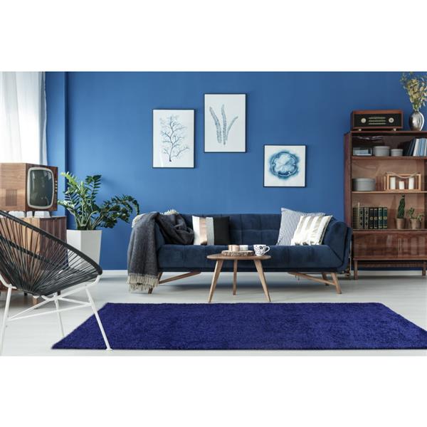 La Dole Rugs® Shaggy Meknes Big Runner - 3-ft x 10-ft - Navy Blue