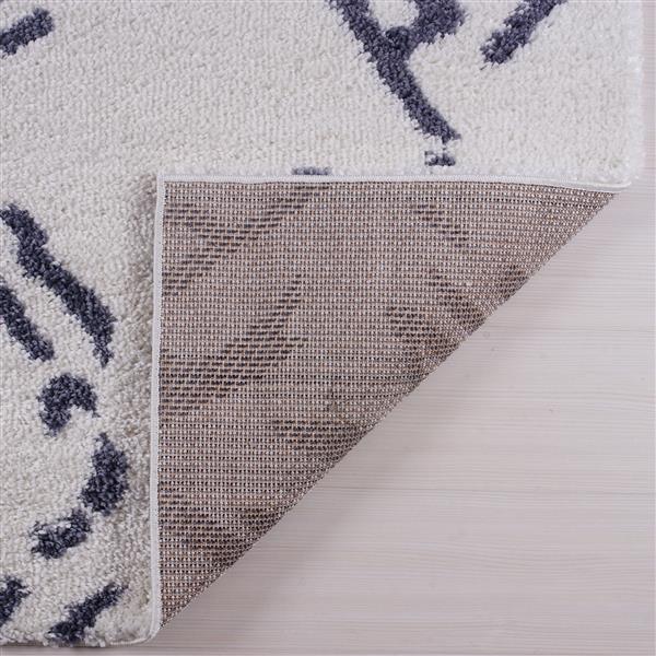 Tapis à poil long abstrait «Kenitra», 5 pi x 8 pi, blanc/gris