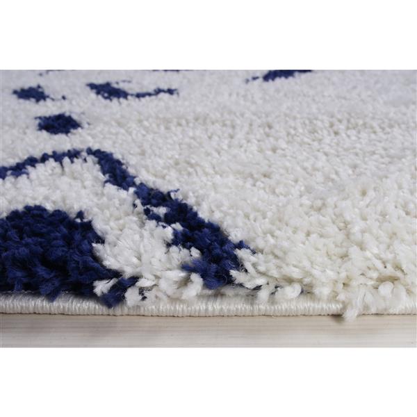 La Dole Rugs® Shaggy Kenitra Abstract Big Runner - 3-ft x 10-ft - White