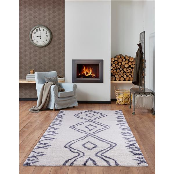La Dole Rugs® Shaggy Casablanca Abstract Runner- 3-ft x 10-ft - Grey