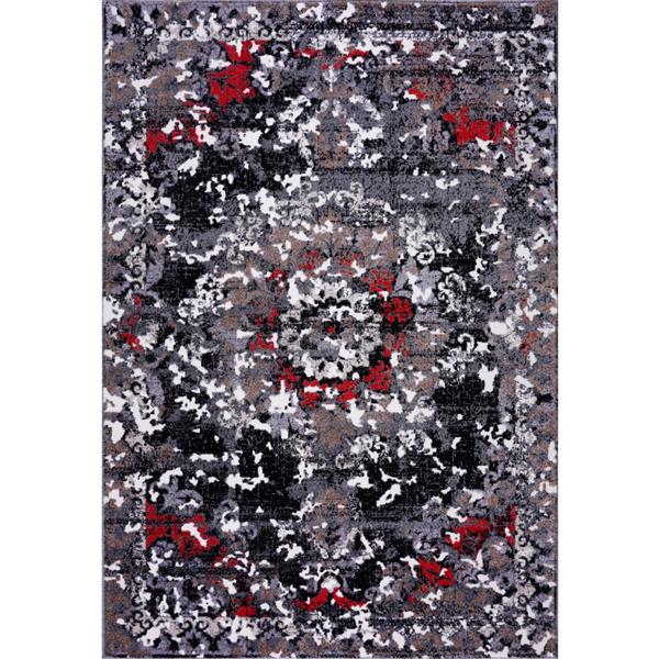 La Dole Rugs Grayton Classic Rectangular Area Rug 5 X 8 - Grey And Red Area Rug La Dole Rugs Grayton Classic Rectangular Area Rug 5 X 8 - Grey And Red Area Rug