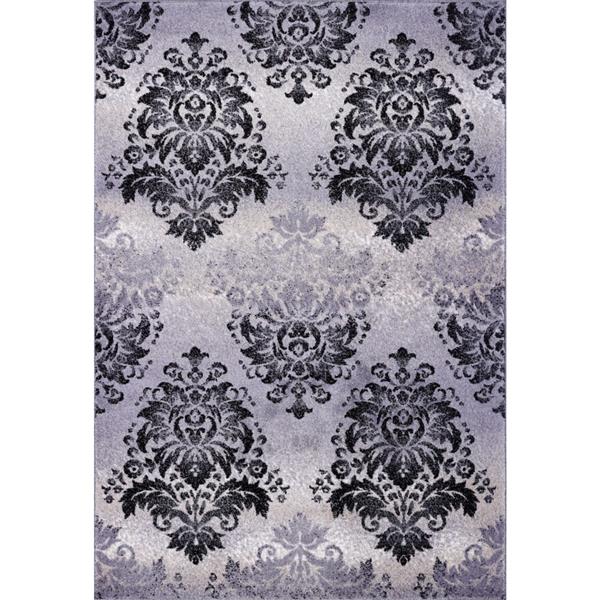 La Dole Rugs® Milan Classic Damask Rectangular Rug - 4-ft x 6-ft - Grey