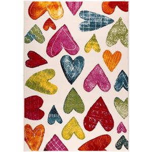 La Dole Rugs® Kids Heart Theme Area Rug - 8' x 11' - Cream/Multicolour