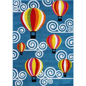 La Dole Rugs® Kids Hot Air Balloon and Sky Area Rug - 5' x 7' - Blue