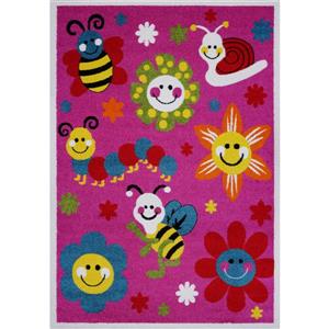 La Dole Rugs® Kids Bees and Flowers Area Rug - 6' x 9' - Pink