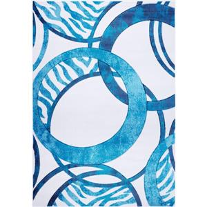 La Dole Rugs® Rings European Geometric Area Rug - 5-ft x 8-ft - Blue/White