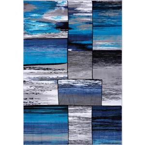 Tapis abstrait rectangulaire cuivre, 7 pi x 10 pi, turquoise