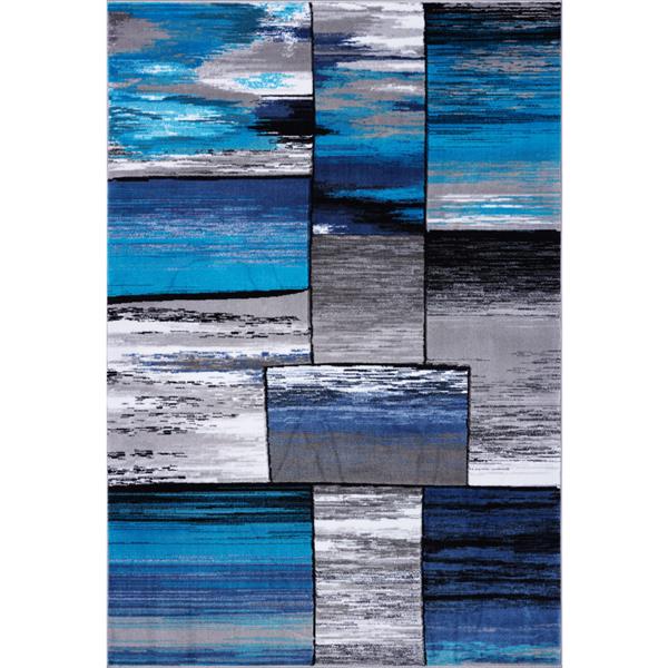 Tapis abstrait rectangulaire cuivre, 5 pi x 8 pi, gris/turquoise