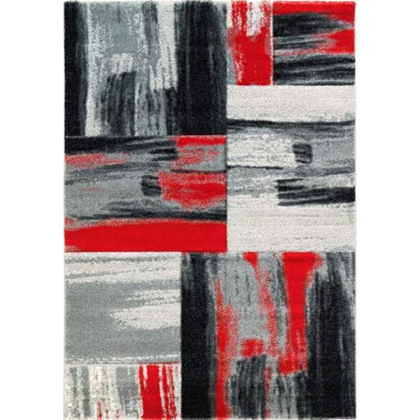 La Dole Rugs®  Copper Currant Geometric Doormat - 5-ft 2-in x 7-ft 3-in - Grey