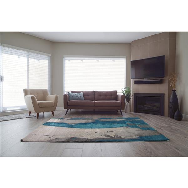 La Dole Rugs®  Innovative Rectangular Abstract Rug - 4-ft x 6-ft - Cream/Grey