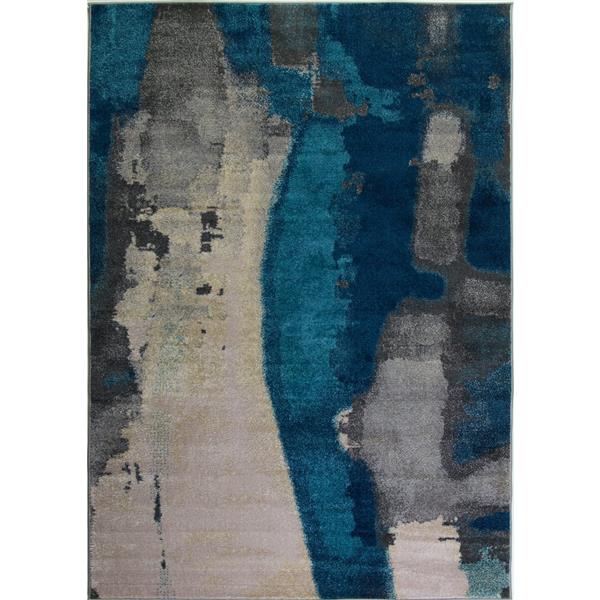 La Dole Rugs®  Innovative Rectangular Abstract Rug - 4-ft x 6-ft - Cream/Grey