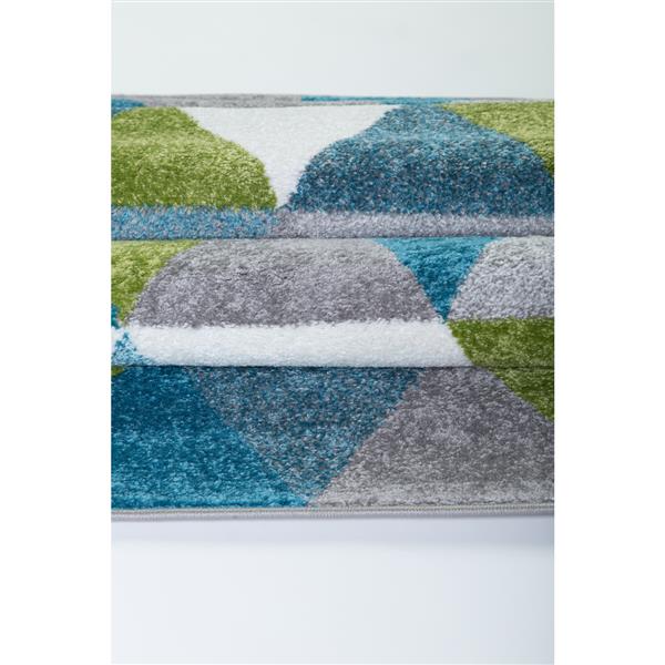 Tapis géométrique triangle «Empire», 7 pi x 10 pi, bleu/blanc