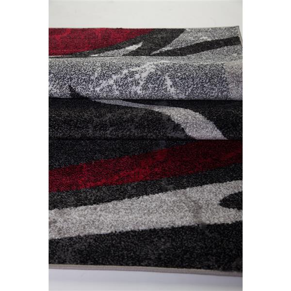 Tapis innovant spirale abstrait, 7 pi x 10 pi, gris/noir