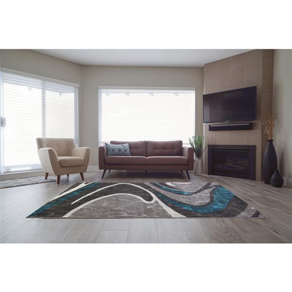 La Dole Rugs®  Innovative Spiral Abstract Area Rug - 5-ft x 8-ft - Black/Grey