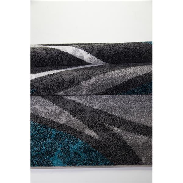 Tapis innovant spirale abstrait, 3 pi x 5 pi, noir/gris