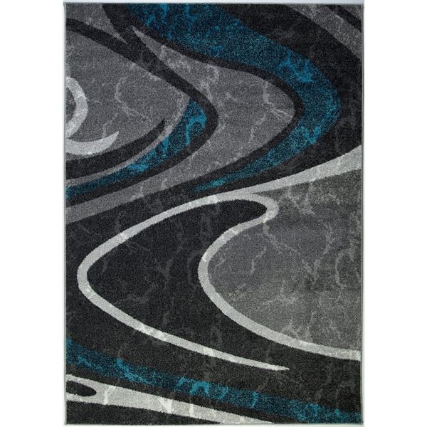 Tapis innovant spirale abstrait, 3 pi x 5 pi, noir/gris