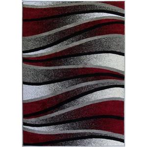 Tapis vagues abstrait rectangulaire, 4 pi x 6 pi, ivoire