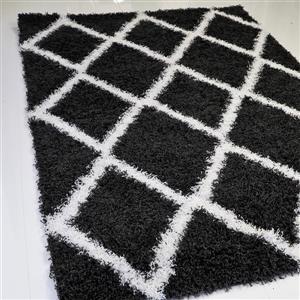 Tapis rectangulaire «Diamond», 8 pi x 11 pi, gris/blanc