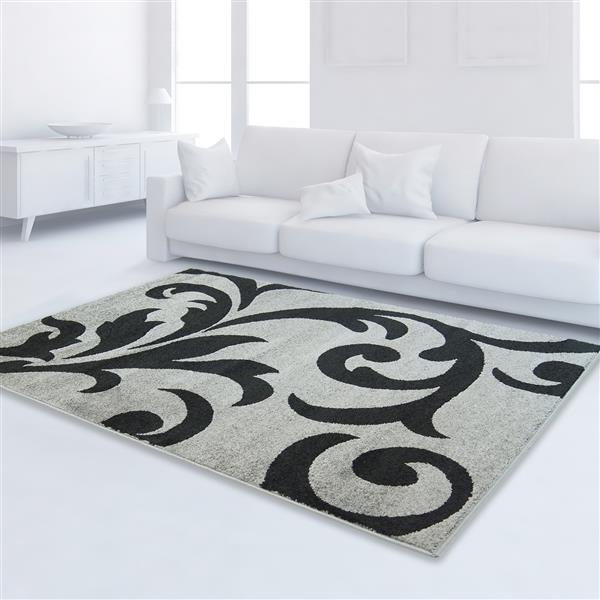 La Dole Rugs®  Floral Rectangular Area Rug - 3-ft 9-in x 5-ft 2-in - Ivory/Black