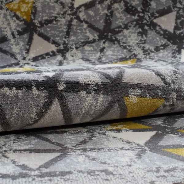 La Dole Rugs®  Diamond Geometric European Rug - 7-ft x 10-ft - Grey /Yellow