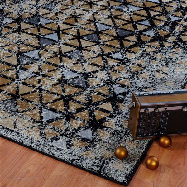 La Dole Rugs®  Diamond Geometric European Area Rug - 5-ft x 8-ft - Gold/Grey