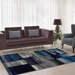 Tapis géométrique euopéen cuivre, 5 pi x 8 pi, noir/gris