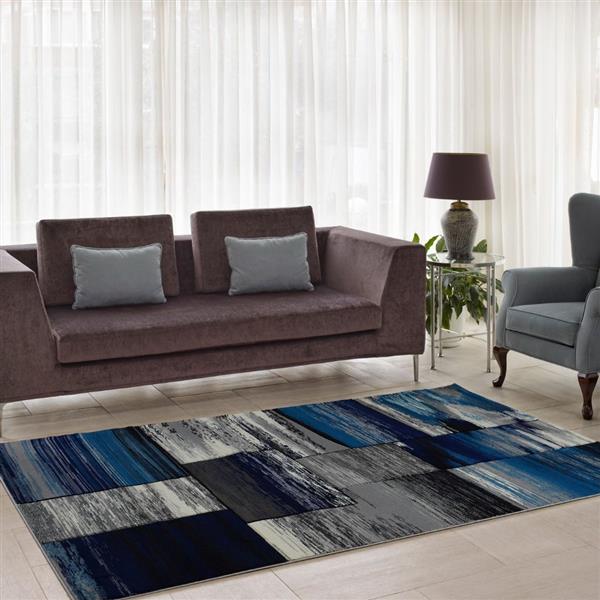 La Dole Rugs®  Copper Abstract European Area Rug - 3-ft x 10-ft - Black/Grey