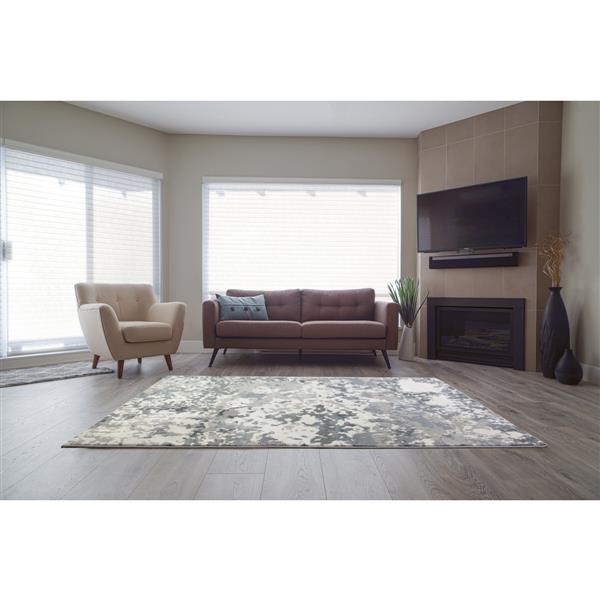 La Dole Rugs® Oshawa European Rectangular Rug 5' x 8' White/Grey