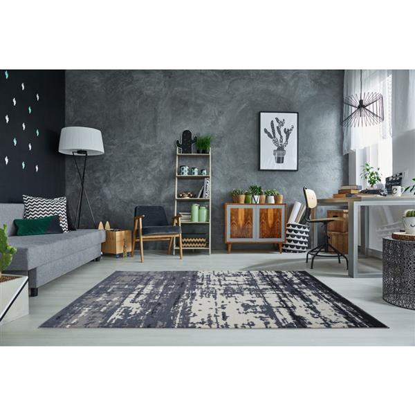 Tapis turque rectangulaire «Barrie», 5 pi x 8 pi, gris/ivoire