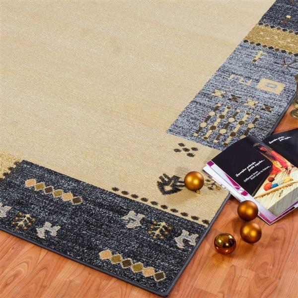 La Dole Rugs®  Guinea European Rectangular Area Rug - 4-ft x 6-ft - Grey/Cream