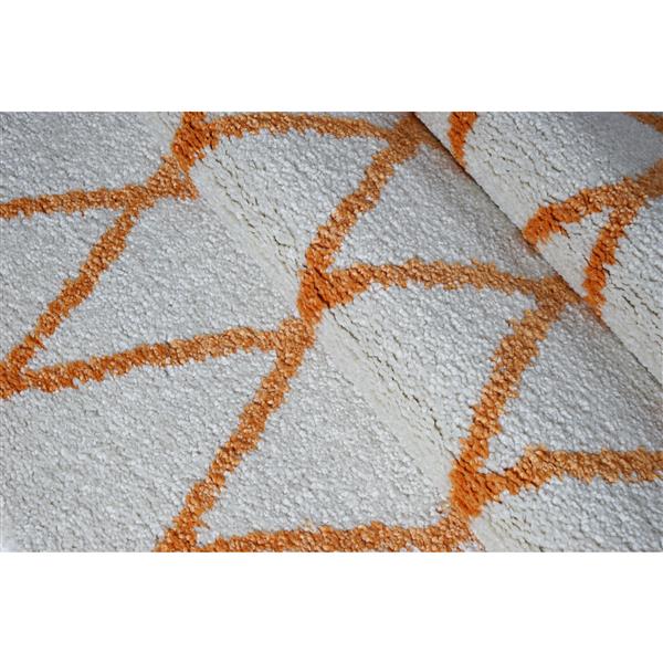 Tapis géométrique rectangulaire «Trellis», 8 pi x 11 pi, orange