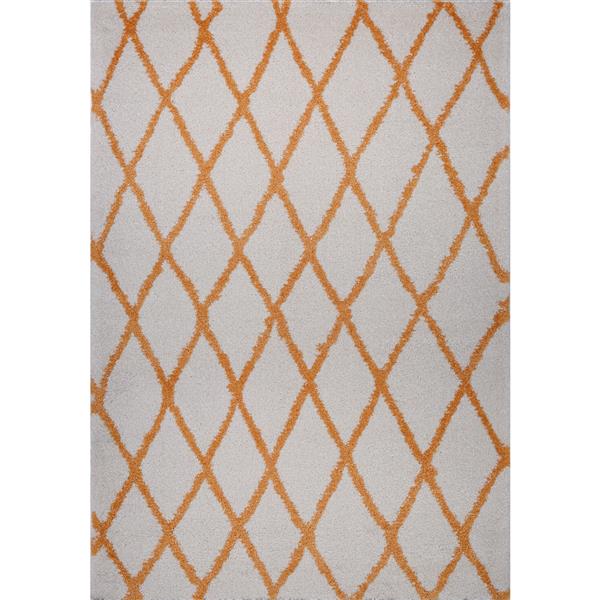 Tapis géométrique rectangulaire «Trellis», 8 pi x 11 pi, orange