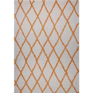 Tapis géométrique rectangulaire «Trellis», 8 pi x 11 pi, orange