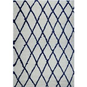 La Dole Rugs® Geometric Trellis Area Rug - 5' x 8' - Ivory/Navy Blue