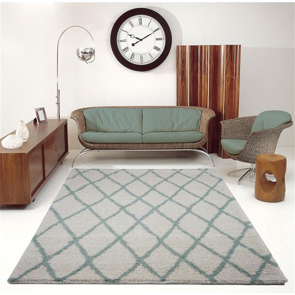 La Dole Rugs®  Geometric Trellis Area Rug - 7-ft x 10-ft - Ivory/Green