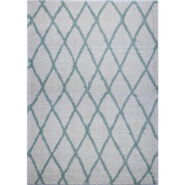 La Dole Rugs®  Geometric Trellis Area Rug - 7-ft x 10-ft - Ivory/Green