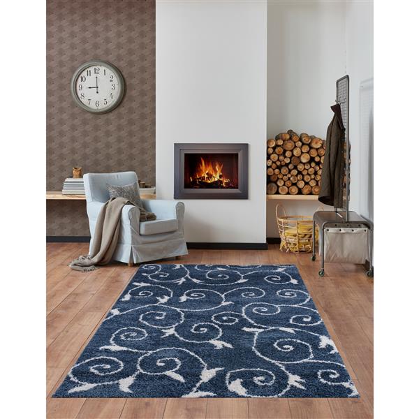 La Dole Rugs® Rabat Area Rug - 6.4-ft x 9.4-ft - Polypropylene - Blue/White