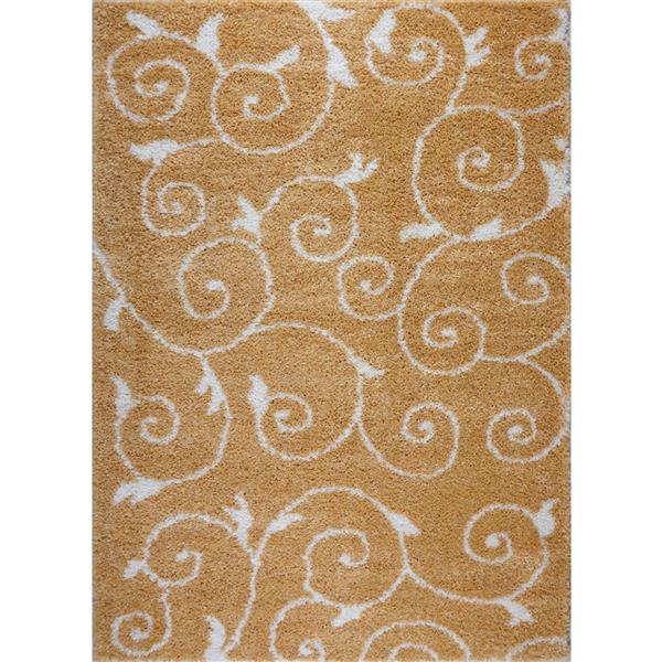 Tapis Rabat, 3,9 pi x 5,6 pi, polypropylène, jaune/blanc