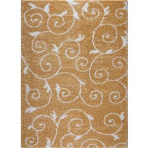 Tapis Rabat, 3,9 pi x 5,6 pi, polypropylène, jaune/blanc