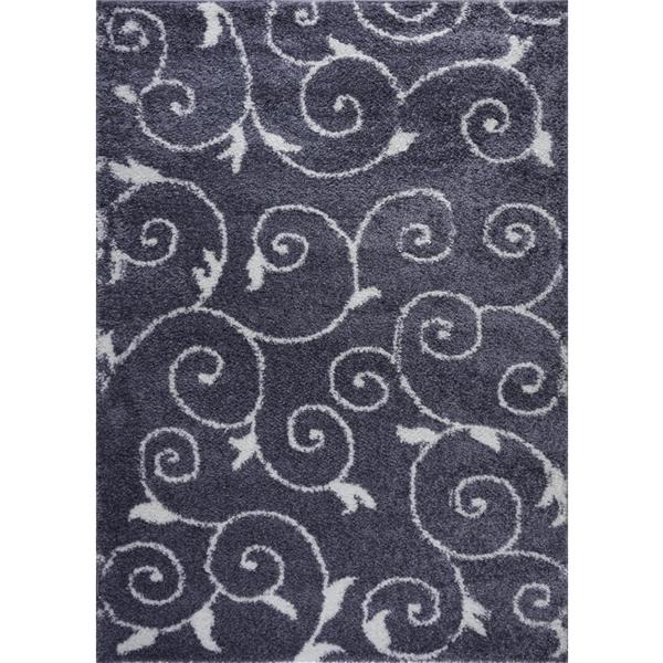 Tapis Rabat, 6,4 pi x 9,4 pi, polypropylène, gris/blanc