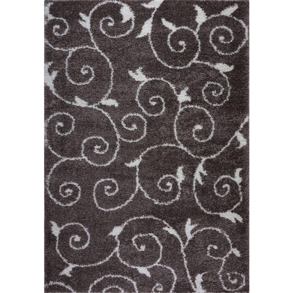 Tapis abstrait Rabat, 3,9 pi x 5,6 pi, polypropylène, brun