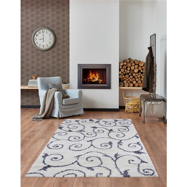 La Dole Rugs® Rabat  Rug - 3.9-ft x 5.6-ft - Polypropylene - White/Dark Gray