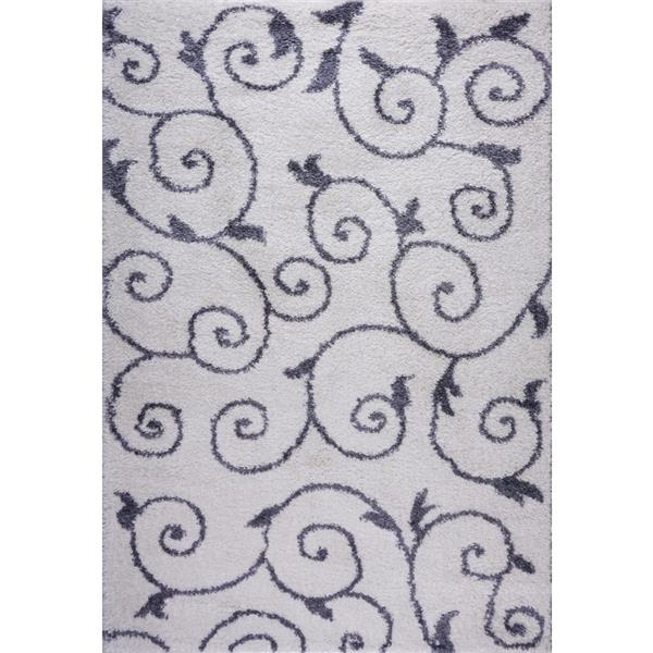 La Dole Rugs® Rabat  Rug - 3.9-ft x 5.6-ft - Polypropylene - White/Dark Gray