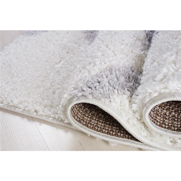 Tapis Tangier, 5,3 pi x 7,5 pi, polypropylène, blanc/gris foncé