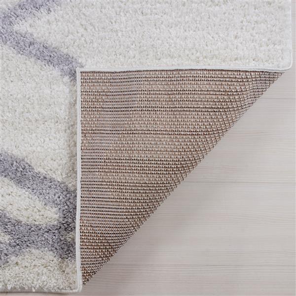 Tapis Tangier, 5,3 pi x 7,5 pi, polypropylène, blanc/gris foncé