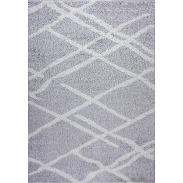La Dole Rugs® Tangier Area Rug - 2.6-ft x 9.8-ft - Polypropylene - Gray/White