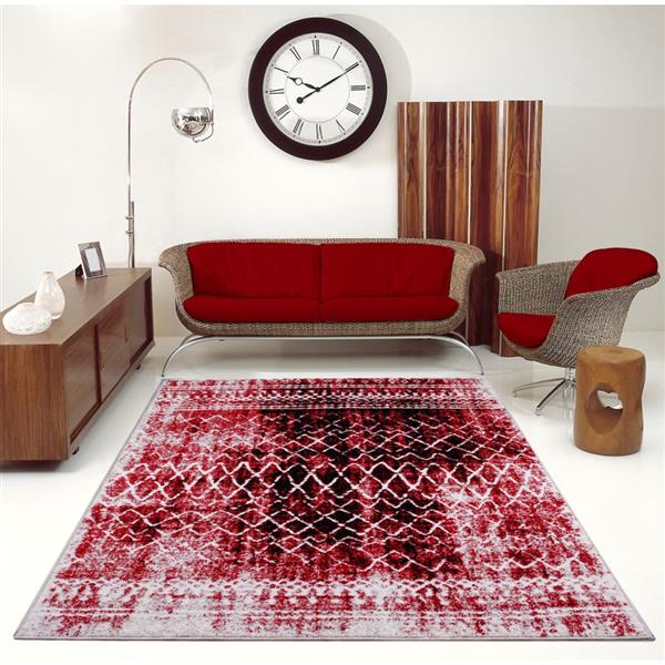 La Dole Rugs® Verona Area Rug - 6.4-ft x 9.4-ft - Polypropylene - Red/Black